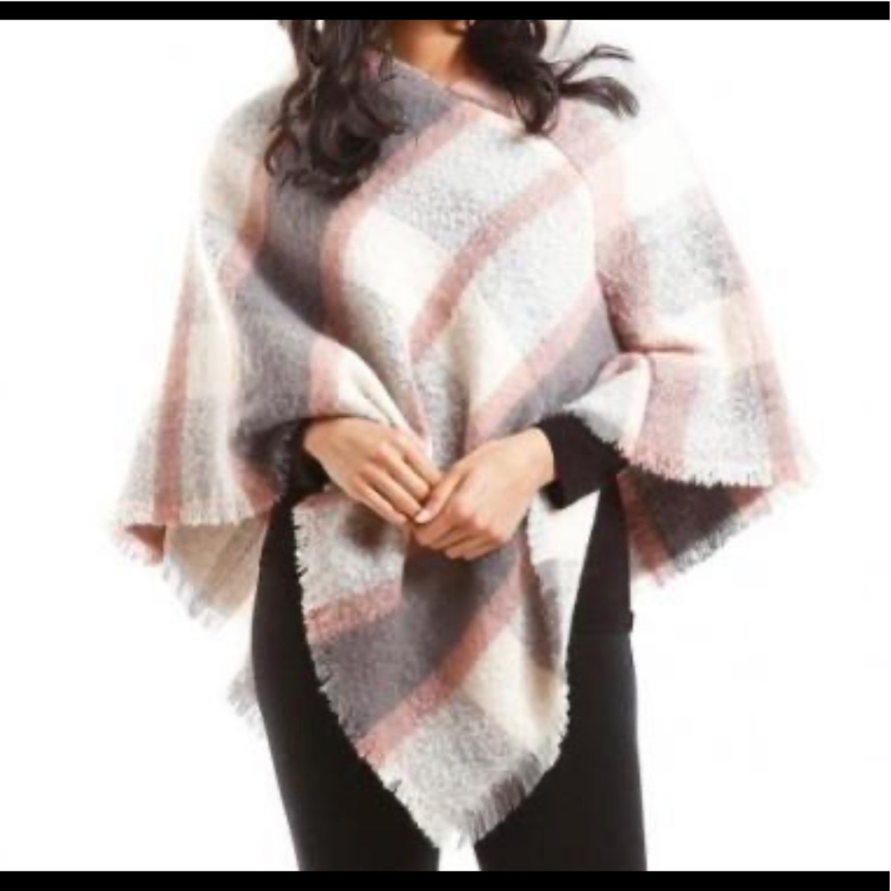 Plaid poncho